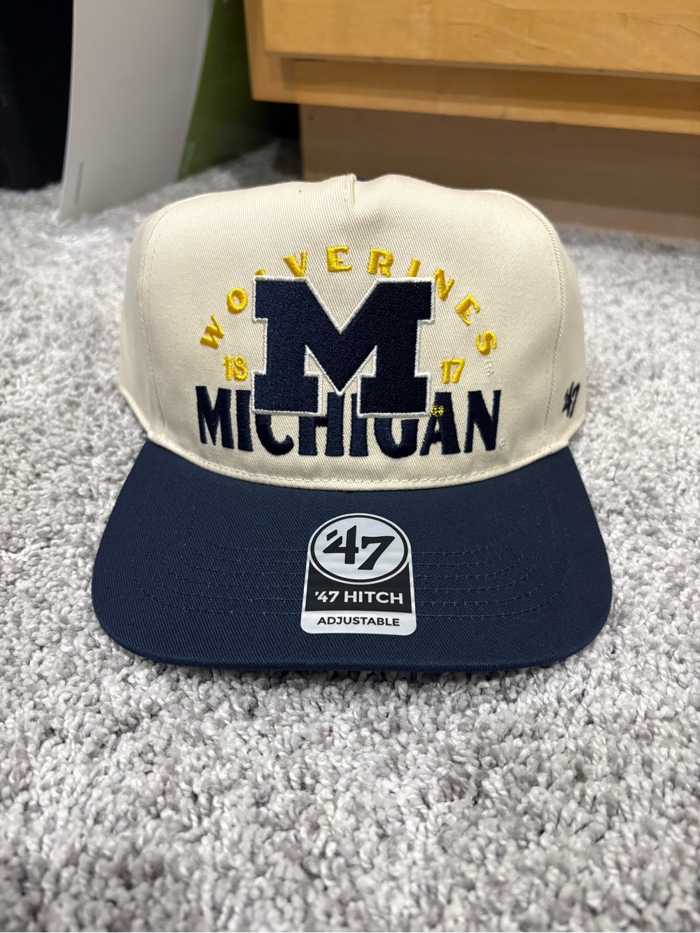 47 Michigan Wolverines Two-Tone Navy and Cream Snapback Hat